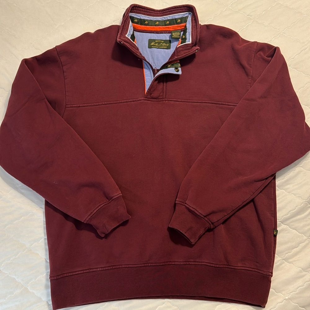 COPY - Orvis Maroon 1/4 Button Pull Over Mens Sz L